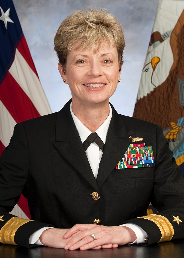 Rear Adm. Ann Claire Phillips, USN, commander, Expeditionary Strike Group Two, addresses the chapter membership during the July luncheon.